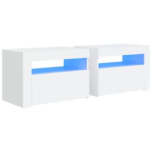 vidaXL sengeborde med LED-lys 2 stk. 60x35x40 cm hvid