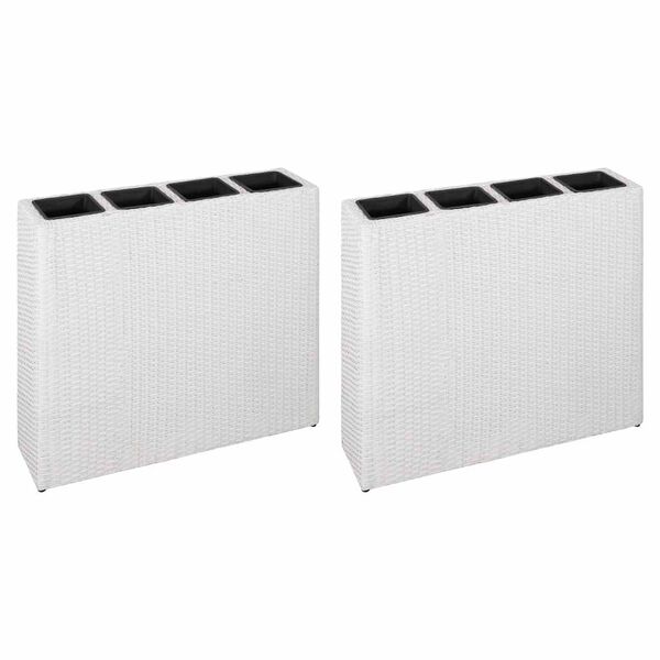 vidaXL plantekasser med 4 krukker 2 stk. polyrattan hvid