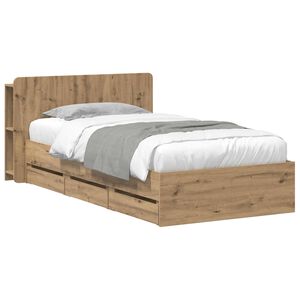 vidaXL Sengestel med opbevaring og hovedg&aelig;rde Artisan-eg 80 x 200 cm