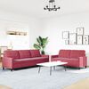 vidaXL sofasæt 2 dele med hynder velour vinrød
