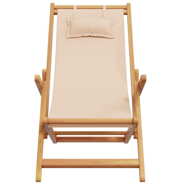 vidaXL strandstol foldbar massivt eukalyptustr&aelig; og stof beige