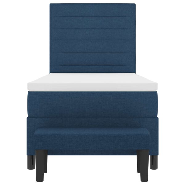 vidaXL Box spring seng med madras med hovedg&aelig;rde Bl&aring; 80 x 200 cm Stof