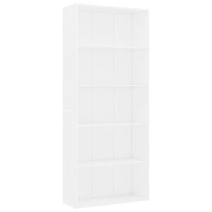 vidaXL bogreol med 5 hylder 80x30x189 cm konstrueret tr&aelig; hvid