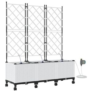 vidaXL Havekrukke med vanding og hjul 3 stk. Hvid 120 x 40 x 148 cm PP