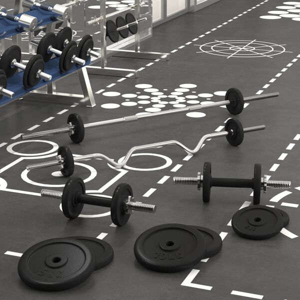 vidaXL v&aelig;gtstang og h&aring;ndv&aelig;gt med skiver 90 kg st&oslash;bejern