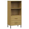 vidaXL bogreol med 2 skuffer OSLO 60x35x128,5 cm massivt tr&aelig; brun