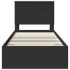 vidaXL Sengestel med skuffe Sort og S&oslash;lv 100 x 200 cm Konstrueret tr&aelig;