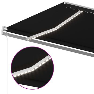 vidaXL markise m. LED-lys 6x3,5 m manuel betjening antracitgrå
