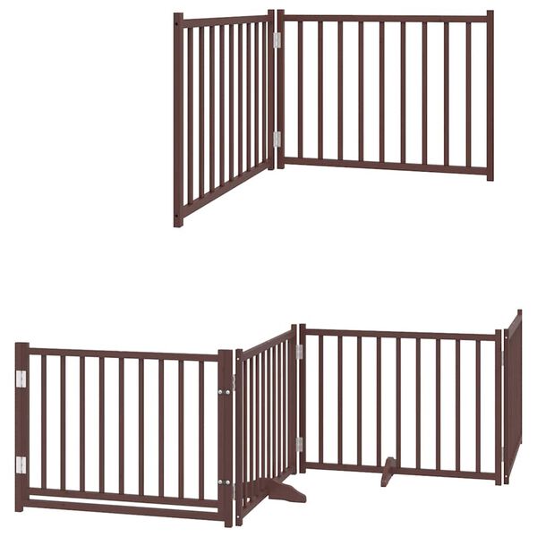 vidaXL hundel&aring;ge med d&oslash;r 6 paneler 480 cm foldbar poppeltr&aelig; brun