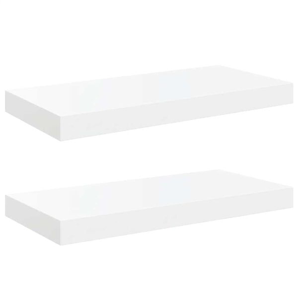 vidaXL v&aelig;ghylder 2 stk. 50x23x3,8 cm MDF hvid h&oslash;jglans