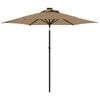 vidaXL parasol med LED-lys og st&aring;lstang 225x225x212 cm gr&aring;brun
