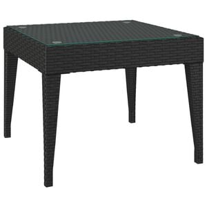 vidaXL sidebord 50x50x38 cm polyrattan og h&aelig;rdet glas sort