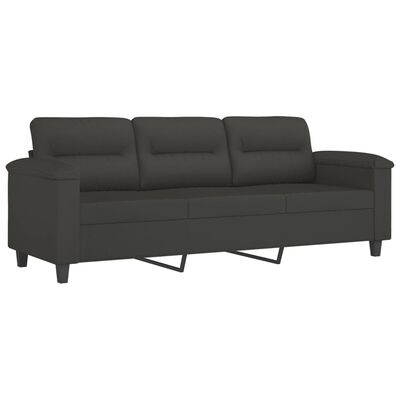 vidaXL 3-personers sofa med fodskammel 180 cm mikrofiberstof mørkegrå