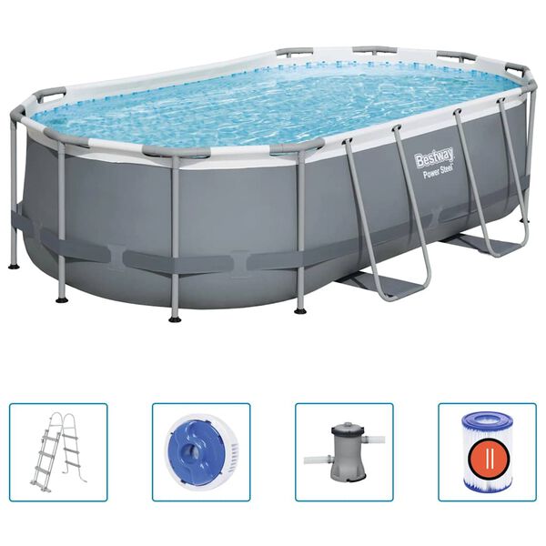 Bestway Power Steel fritstående pool 427x250x100 cm oval