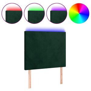 vidaXL sengegavl med LED-lys 90x5x118/128 cm fl&oslash;jl m&oslash;rkegr&oslash;n