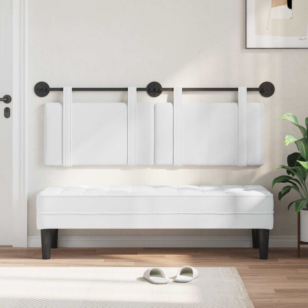 vidaXL H&aelig;ngende Hovedgavl V&aelig;gmonteret Hvid 150 x 55 x 5 cm Stof