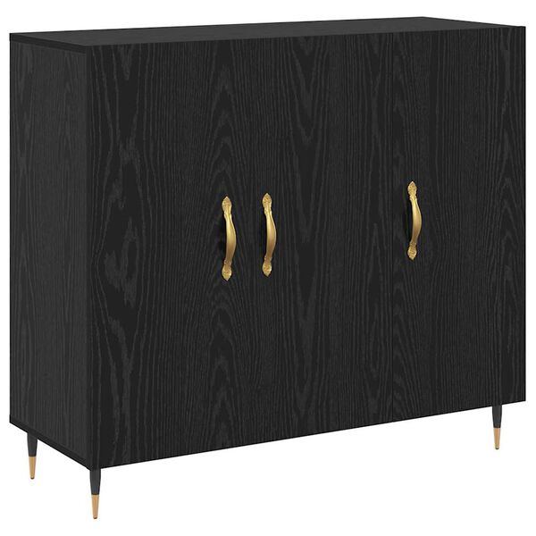 vidaXL Sideboard Sort eg 90 x 34 x 80 cm Konstrueret tr&aelig;