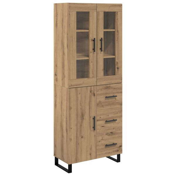 vidaXL Highboard med skuffe 2 pcs Artisan Egetr&aelig; Konstrueret tr&aelig;