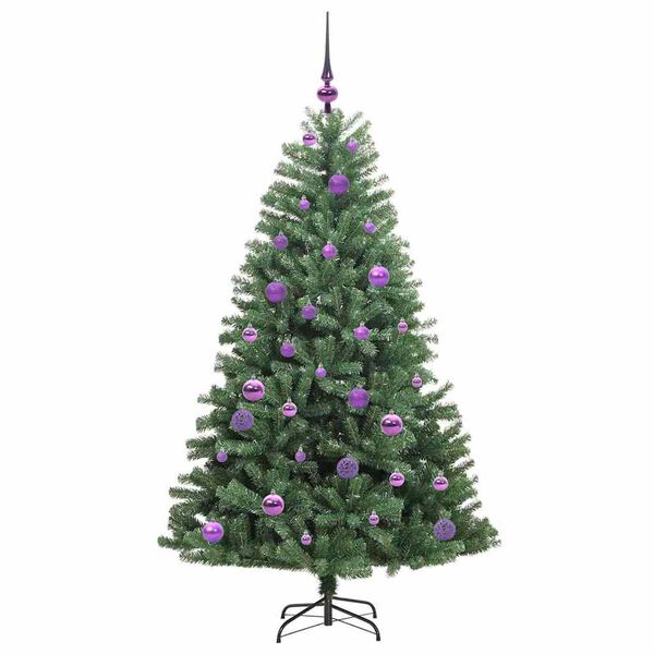 vidaXL Kunstigt Hinged Juletr&aelig; med 150 LED'er Gr&oslash;n 150 cm PVC og metal