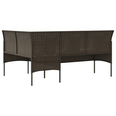 vidaXL L-formet sofa med hynder polyrattan brun