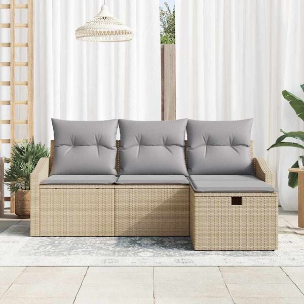 vidaXL Sofa S&aelig;t med pude 4 pcs polyrattan
