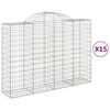 vidaXL buede gabionkurve 15 stk. 200x50x140/160 cm galvaniseret jern