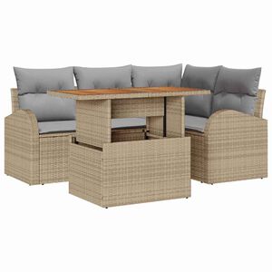 vidaXL Havesofa S&aelig;t 5 stk. Beige Poly rattan