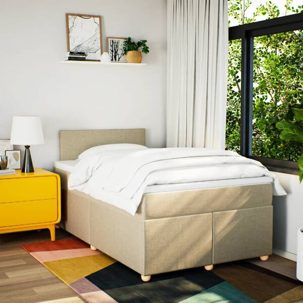 vidaXL kontinentalseng med madras 120x190 cm stof cremefarvet