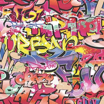 Noordwand tapet Good Vibes Graffiti pink og orange