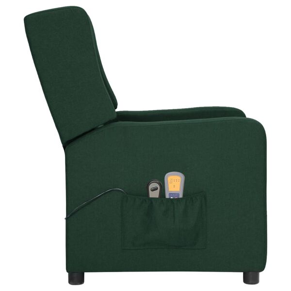 vidaXL eldrevet massagestol stof mørkegrøn