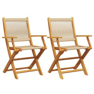 vidaXL havestole 2 stk. massivt akacietr&aelig; og polypropylen beige
