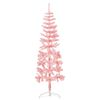 vidaXL kunstigt halvt juletr&aelig; med juletr&aelig;sfod 150 cm smalt pink
