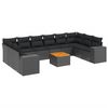 vidaXL sofas&aelig;t til haven 11 dele med hynder polyrattan sort