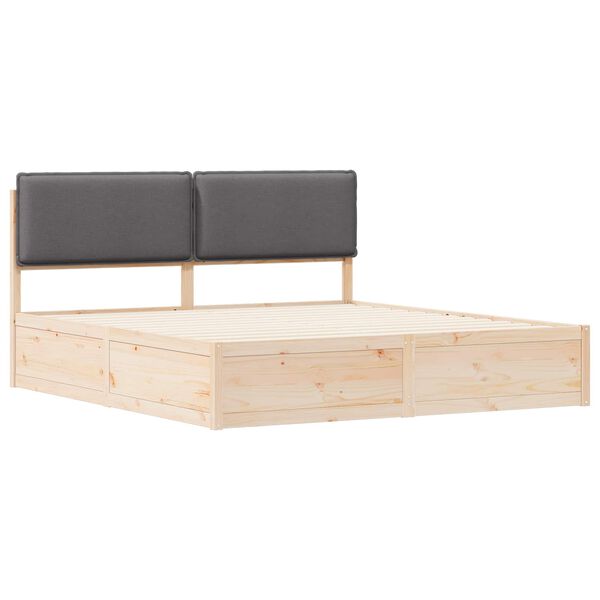 vidaXL Sengestel med Polstret Hovedgavl M&oslash;rkegr&aring; 200 x 200 cm