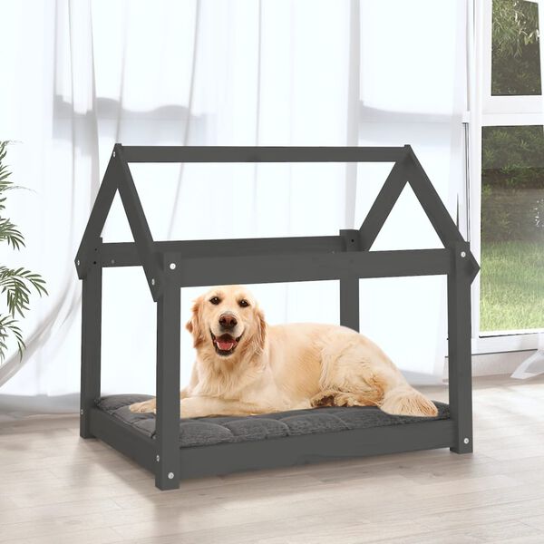vidaXL hundeseng 81x60x70 cm massivt fyrretræ grå