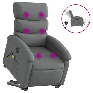 vidaXL elektrisk massagestol med l&oslash;ftefunktion stof m&oslash;rkegr&aring;