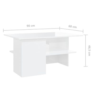 vidaXL sofabord 90x60x46,5 cm spånplade hvid højglans