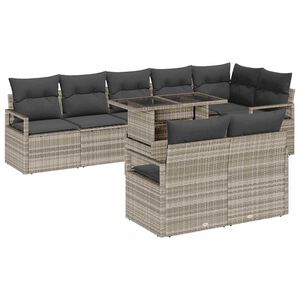 vidaXL Havesofa S&aelig;t med pude 9 pcs Lysegr&aring; polyrattan