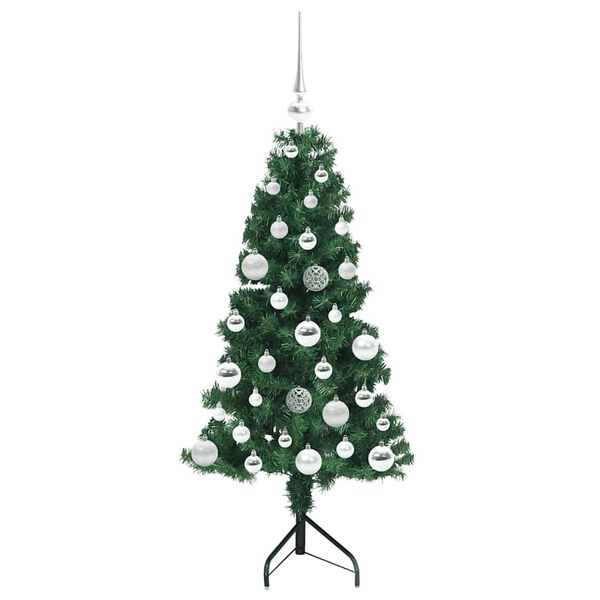 vidaXL Hjørne Kunstigt Juletræ med 150 LED'er Grøn 120 cm PVC og metal