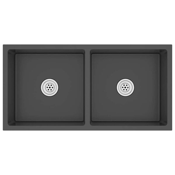 vidaXL håndlavet køkkenvask rustfrit stål sort