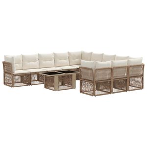 vidaXL Havesofa S&aelig;t 12 stk. Beige polyrattan
