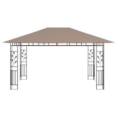 vidaXL pavillon med myggenet 4x3x2,73 m 180 g/m² gråbrun