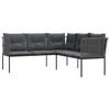 vidaXL havesofa med hynder L-facon st&aring;l og textilene sort