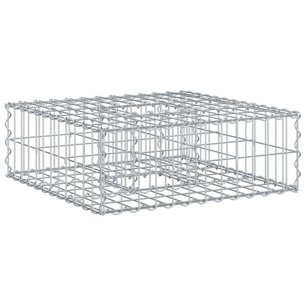 vidaXL Gabion h&oslash;jbed S&oslash;lv 60 x 60 x 20 cm Galvaniseret st&aring;l