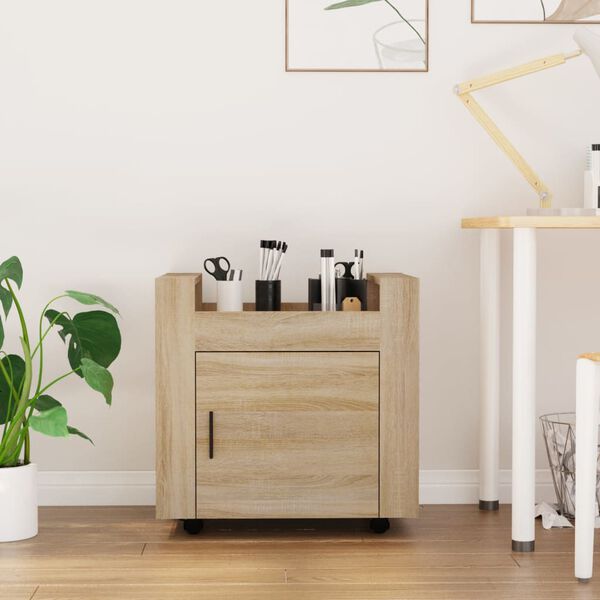 vidaXL kontorvogn 60x45x60 cm konstrueret træ sonoma-eg