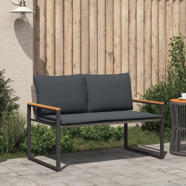 vidaXL b&aelig;nk med pude Gr&aring; og M&oslash;rkegr&aring; 115 x 65 x 72 cm Rattan