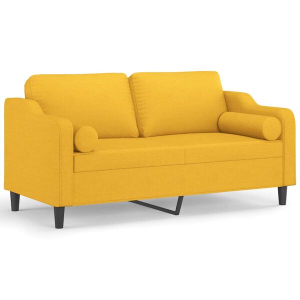 vidaXL 2-personers sofa med puder og hynder 140 cm stof lysegul