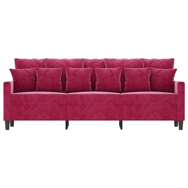 vidaXL 3-personers sofa 180 cm fløjl vinrød