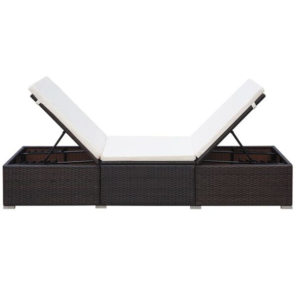 vidaXL liggestole 2 stk. med bord polyrattan brun