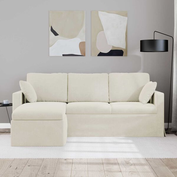 vidaXL Sofa Creme 198 x 134 x 80 cm Fl&oslash;jl